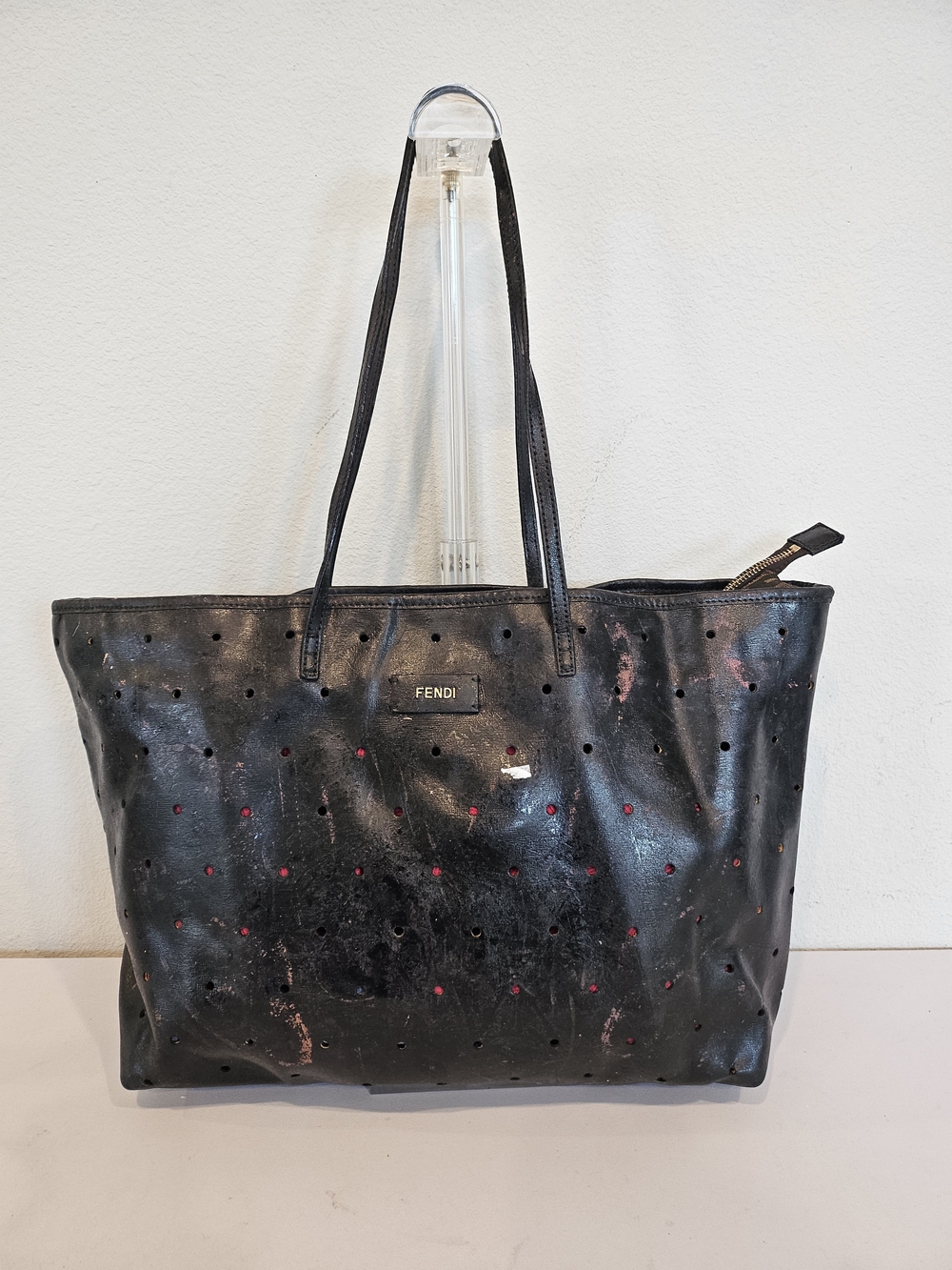 Fendi Perforated Zucca Spalmati Roll Tote